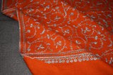 Embroidered fine wool rust stole 28x80 inch