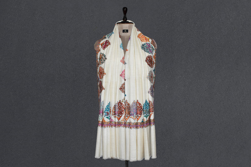 Pashmina hand embroidered shawl designdar 40x80 inch