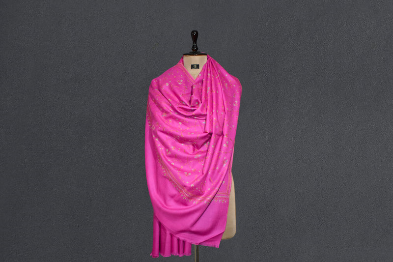 Hand embroidered pashmina jallwork shawl 40X80 inch pink