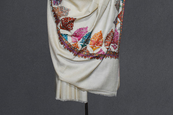 Pashmina hand embroidered shawl designdar 40x80 inch