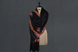 Embroidered fine wool stole 28x80 inch