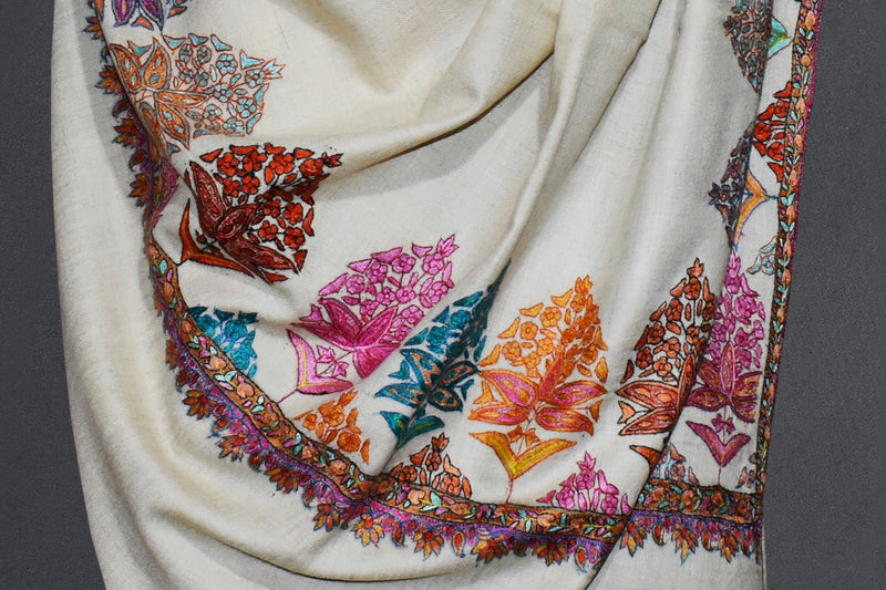 Pashmina hand embroidered shawl designdar 40x80 inch
