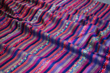 hand Embroidered womens purple stripe shawl 40"x80"