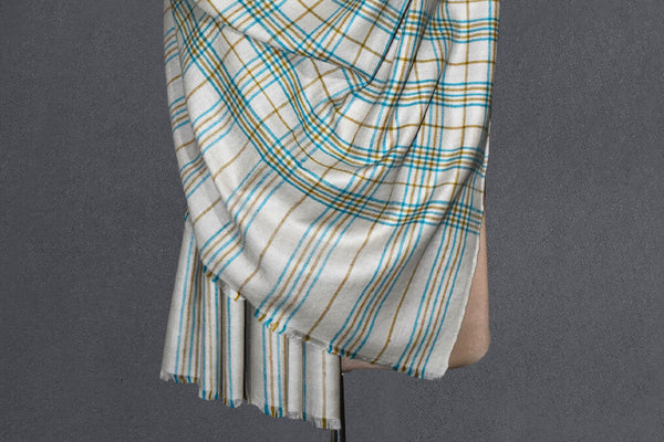 Handwoven pashmina check shawl 40x80 inch