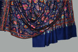 Pashmina handmade hand embroidered blue shawl