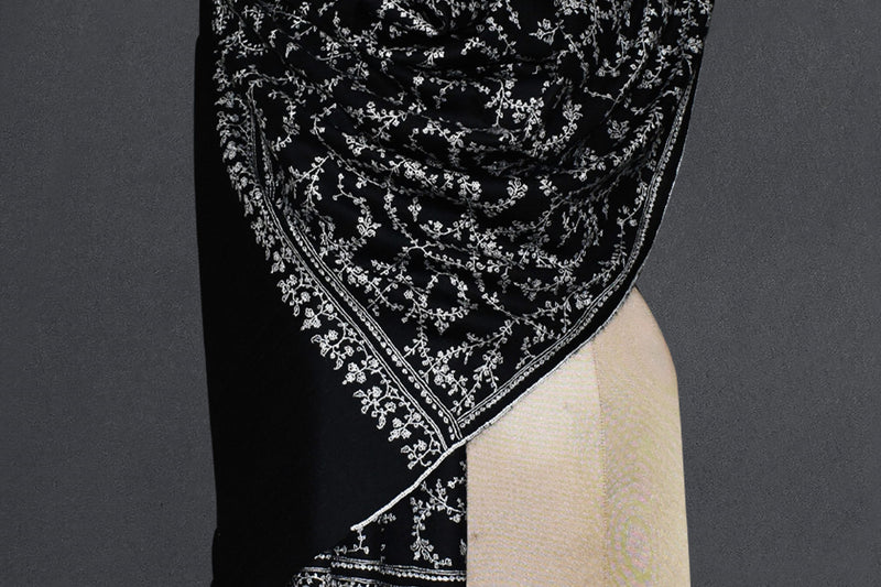 Pashmina embroidered stole 28x80 inch