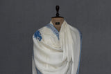 hand embroidered white shawl fine wool 40x80 inch