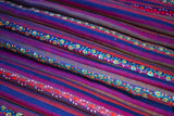 hand Embroidered womens purple stripe shawl 40"x80"