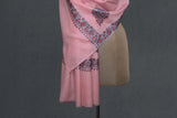 Embroidered fine wool stole 28x80 inch