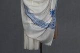 hand embroidered white shawl fine wool 40x80 inch