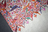 Pashmina hand embroidered shawl birds of paradise 40x80 inch