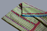 hand Embroidered stripes womens green shawl 40"x80"