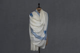 hand embroidered white shawl fine wool 40x80 inch