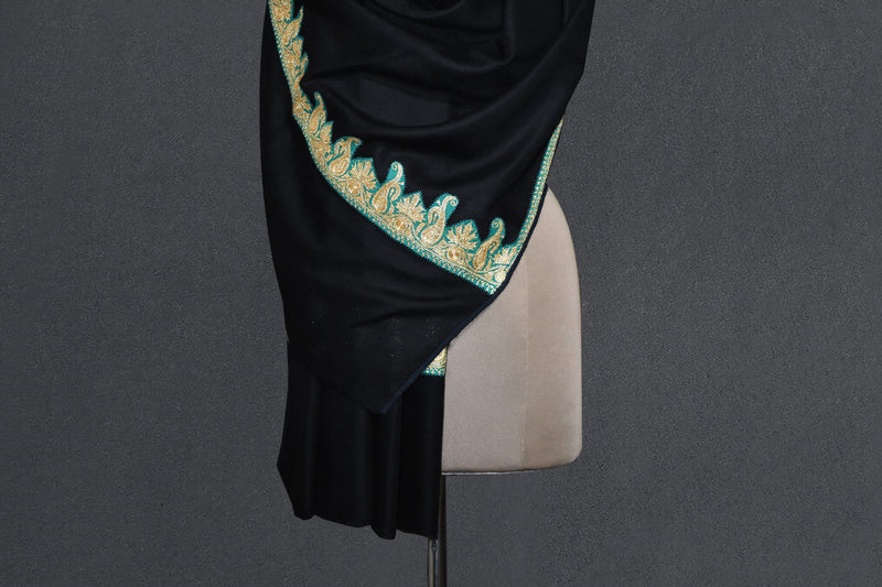 Pashmina tilla black stole 28x80 inch