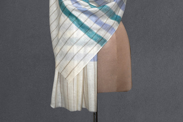 Pashmina check stole handwoven 28x80 inch