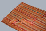 hand Embroidered womens rust stripe shawl 40"x80"