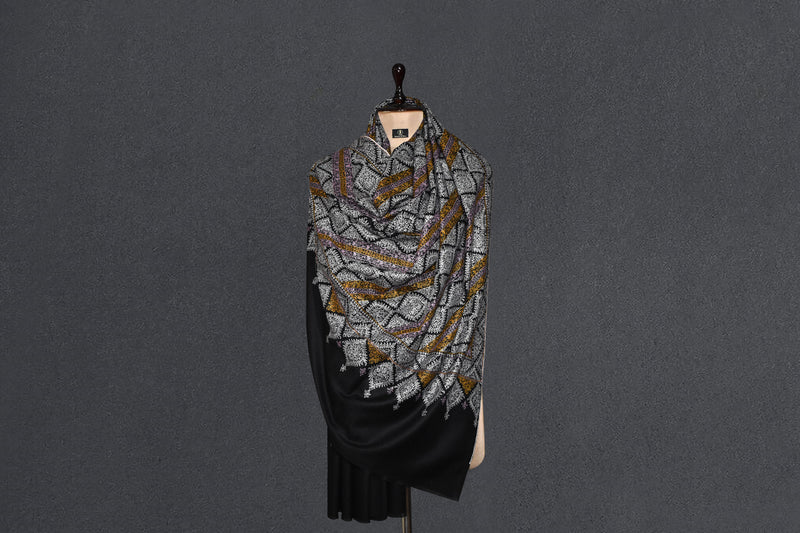 Hand embroidered pashmina jammawar shawl 40X80 inch