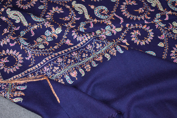 Embroidered pashmina blue jall shawl 40X80 inch