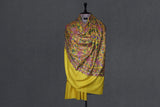 hand embroidered pashmina yellow jammawar shawl 40X80 inch