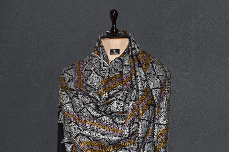 Hand embroidered pashmina jammawar shawl 40X80 inch