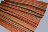 hand Embroidered womens rust stripe shawl 40"x80"