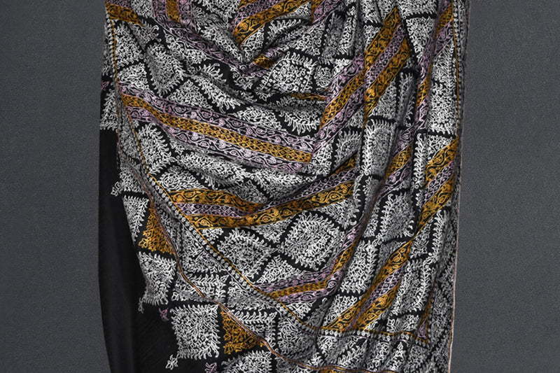 Hand embroidered pashmina jammawar shawl 40X80 inch