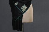 Antique pashmina trim stole black