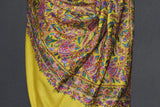 hand embroidered pashmina yellow jammawar shawl 40X80 inch