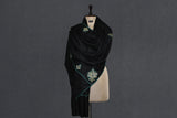 Antique pashmina trim stole black