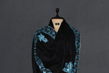 hand embroidered black shawl fine wool 40x80 inch
