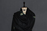Antique pashmina trim stole black