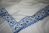 white hand embroidered shawl fine wool 40x80 inch