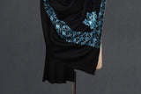 hand embroidered black shawl fine wool 40x80 inch