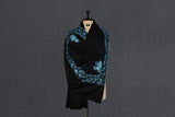 hand embroidered black shawl fine wool 40x80 inch