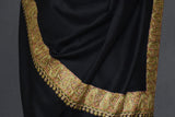 Pashmina Hand embroidered black shawl 40"x80"