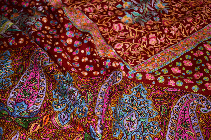 hand embroidered pashmina shawl 40X80 inch