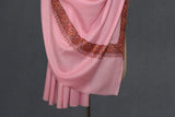 Fine wool Embroidered pink shawl 40"x80"