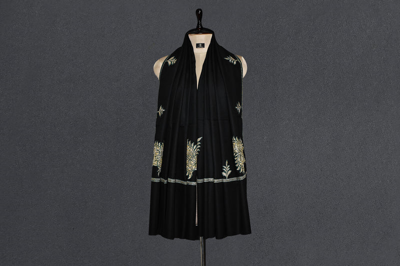 Antique pashmina patch tilla black shawl 40x80 inch