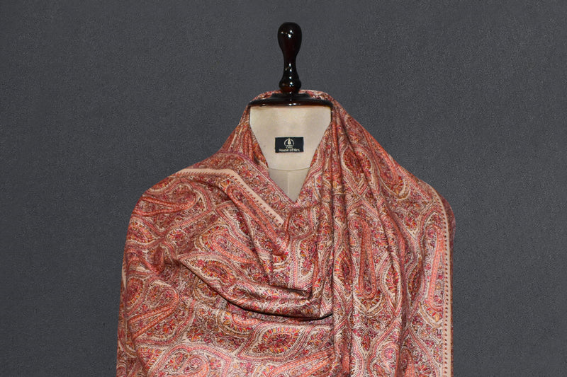 Hand embroidered pashmina jammawar shawl 40X80 inch