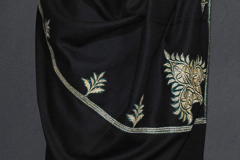 Antique pashmina patch tilla black shawl 40x80 inch