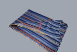 hand Embroidered womens blue stripe shawl 40"x80"