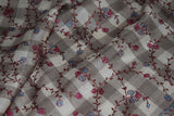 Embroidered fine wool check jall stole 28x80 inch