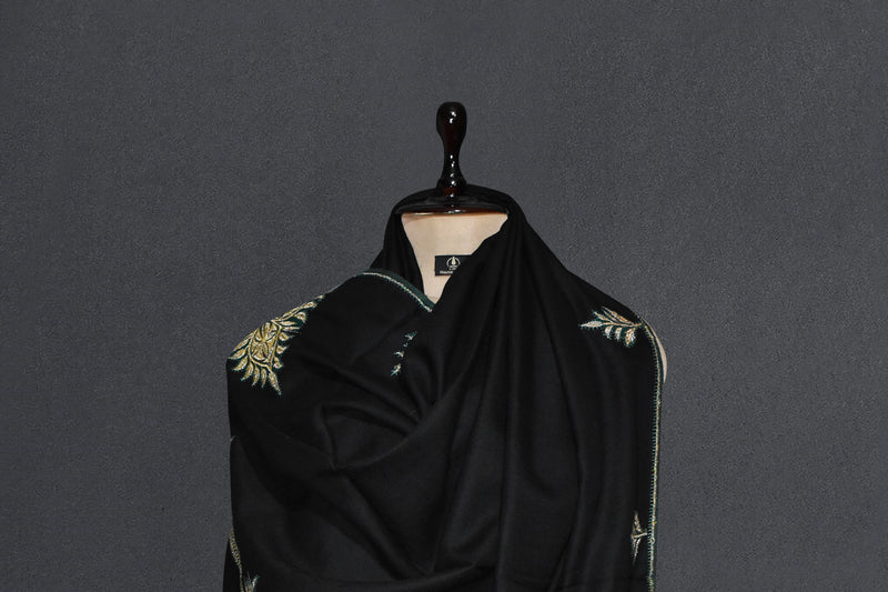 Antique pashmina patch tilla black shawl 40x80 inch