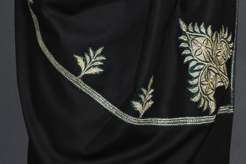 Antique pashmina patch tilla black shawl 40x80 inch