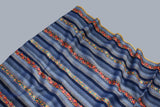 hand Embroidered womens blue stripe shawl 40"x80"