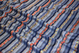 hand Embroidered womens blue stripe shawl 40"x80"