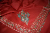 Fine wool Embroidered red shawl 40"x80"