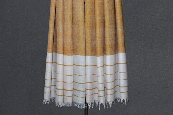 Pashmina handwoven yellow stole 28x80 inch