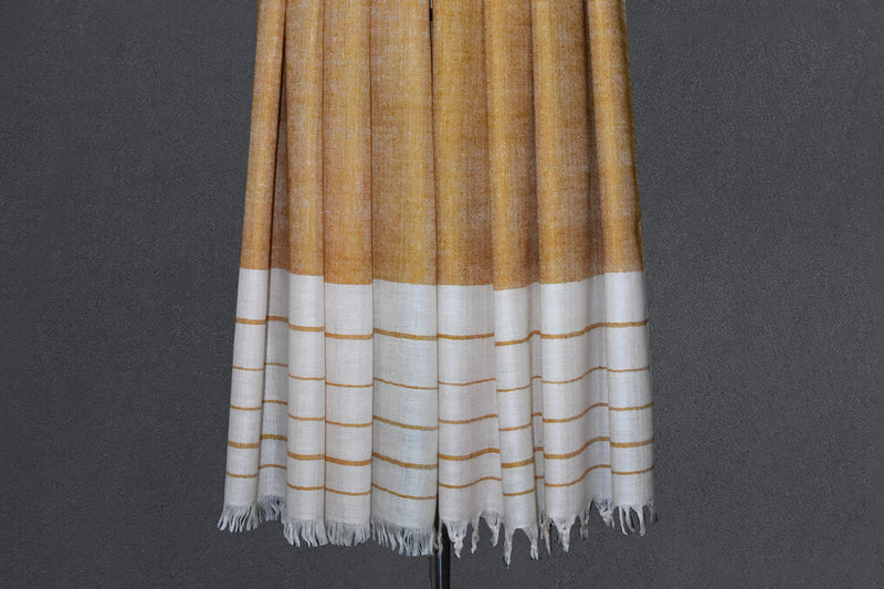 Pashmina handwoven yellow stole 28x80 inch