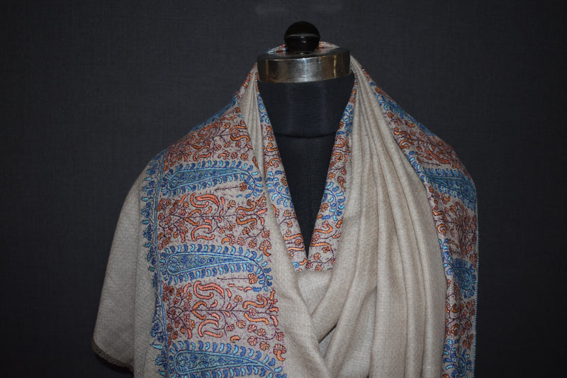 Pashmina Hand embroidered paldar shawl 45x90 inch